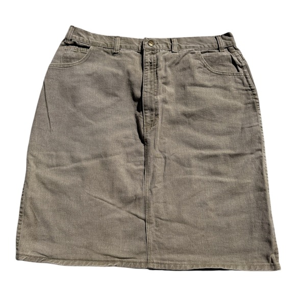VTG Venezia Midi Beige Tan Denim Jean Skirt Sz 22 100% Cotton Y2K 90s Preppy USA - Picture 1 of 15